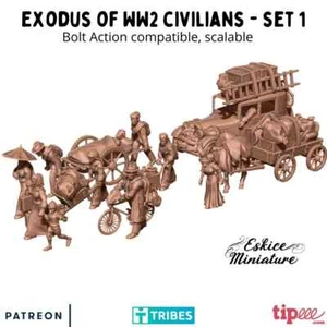 10 civils avec charrette, mule, voiture, vélo, Seconde Guerre Mondiale, WW2 - Picture 1 of 2
