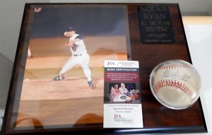 NOLAN RYAN Signed Autographed Baseball All Time K King 5000 Photo & Plaque JSA - Picture 1 of 9