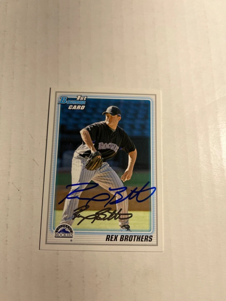 Colorado Rockies REX BROTHERS Signed Card - Image 1 of 1