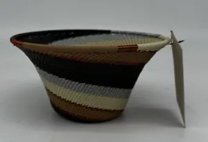 Handgefertigte 6x3 afrikanische Zulu Telefon Draht Kunst Kegel Schüssel Korb Wirbel - Bild 1 von 5