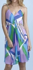 R Jean Flowy Dress with Tie Ocean Print Size M 6 8 NEW $165 - Picture 1 of 6