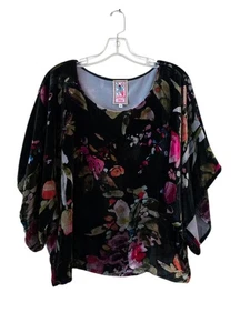 Top de terciopelo floral para mujer Johnny Was holgado talla mediana - Imagen 1 de 6