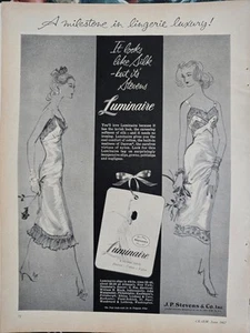 Luminaria J.P. Stevens 1957 para mujer parece seda anuncio de moda vintage - Imagen 1 de 1