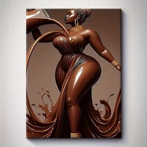 Black Elegant Sexy Chocolate Beautiful Woman Canvas Painting Print 24x36 decor - Picture 1 of 4