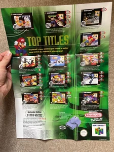 Rare Nintendo 64 N64 Leaflet Advertisement Poster Promotional Insert Top Titles - Afbeelding 1 van 2