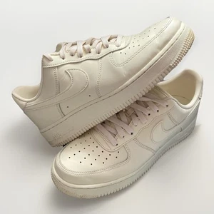 Nike Air Force 1 07 Fresh UK Size 8 Cream Soft All Leather Trainers with Logos - Picture 1 of 12