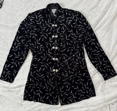 Chaqueta de Terciopelo JBS De Colección Mujer Negra Talla 16 W Hippie Ropa de Noche Hojas Góticas Foto 1 de 4