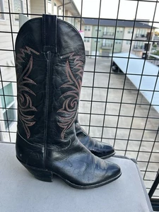 Adam's Boots Cowboy boots 9.5EE RED STITCHING Siete Leguas Mexico black leather - Picture 1 of 12