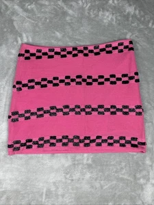 Gryphon New York Mini Skirt SMALL Pink Geometric Embellished Beaded Glam Zipper - Bild 1 von 11