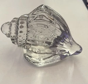 Estatuilla náutica de pisapapeles arte vidrio transparente concha Sea Shell 5 pulgadas x 3 pulgadas - Imagen 1 de 5