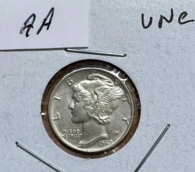1942 Mercury Dime 90% Silver - UNC - MS - BU   AA - Image 1 of 2