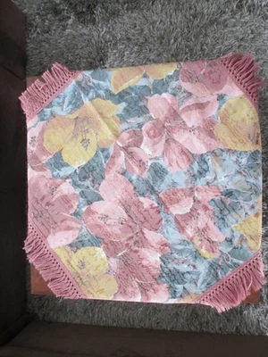 Tischdecke Mitteldecke altrose mit Fransen 80 x 80 - Bild 1 von 2