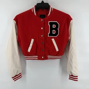 Chaqueta Bomber Juniors Love Tree Recortada Varsity Letterman Roja - Pequeña - Imagen 1 de 7