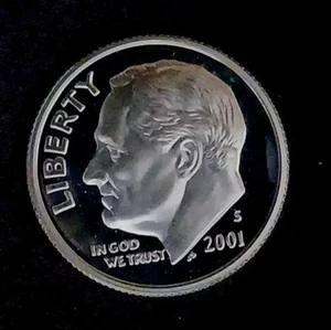 2001-S Cameo PP 90 % Silber 10 C Roosevelt Groschen geringe Auflage Jahr ~ kostenloser Versand - Bild 1 von 5