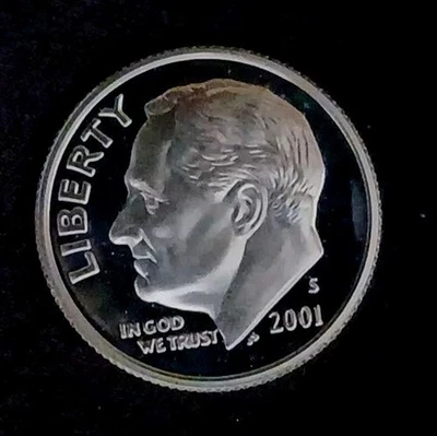 2001-S Cameo Proof 90% Silver 10C Roosevelt Dime Low Mintage Year ~Free Shipping - Image 1 of 4