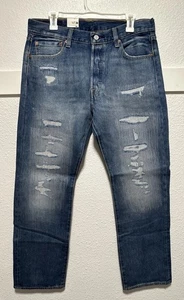 Mens Blue Levi’s 501 Original Jeans Size 34x32 Distressed New - Picture 1 of 6