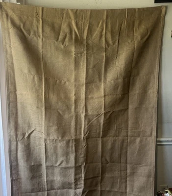 "Cortinas de arpillera 100 % lino de yute marrón diseño Ballard con flecos 84"" forradas 1 panel" Foto 1 de 4