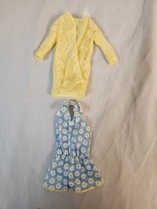 Barbie Long Sunny Yellow Cardigan Sweater w/ Lace Front & Daisy Blue Romper - Picture 1 of 6