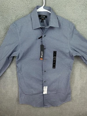 APT 9 Shirt Mens Small Blue Pattern Slim Fit Stretch Button Down Long Sleeve - Image 1 of 4