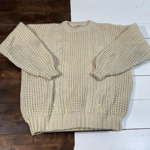 Bonner of Ireland Handloomed Fisherman Sweater 100% Wool Cable Knit Men’s XL - Picture 1 of 5