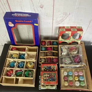 Vintage Glass Christmas Ornaments Mixed Lot Box Santa Land Poland Etc Various - Picture 1 of 15