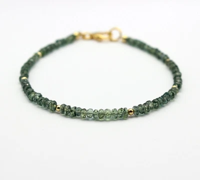 Grüner Saphir Armband edelsteinarmband Edelstein Schmuck Edel Geschenk ca. 19 cm - Bild 1 von 4