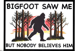 2er Set "BIGFOOT SAW ME BUT NONE BELIEVES HIM" 9x11,5 laminierte Schilder - Bild 1 von 1
