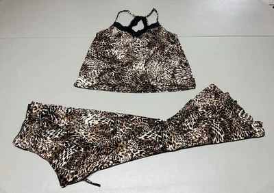 In Bloom by Jonquil Women's Leopard Sleeveless Pajama Cami & Pant Set Brown - Image 1 of 4