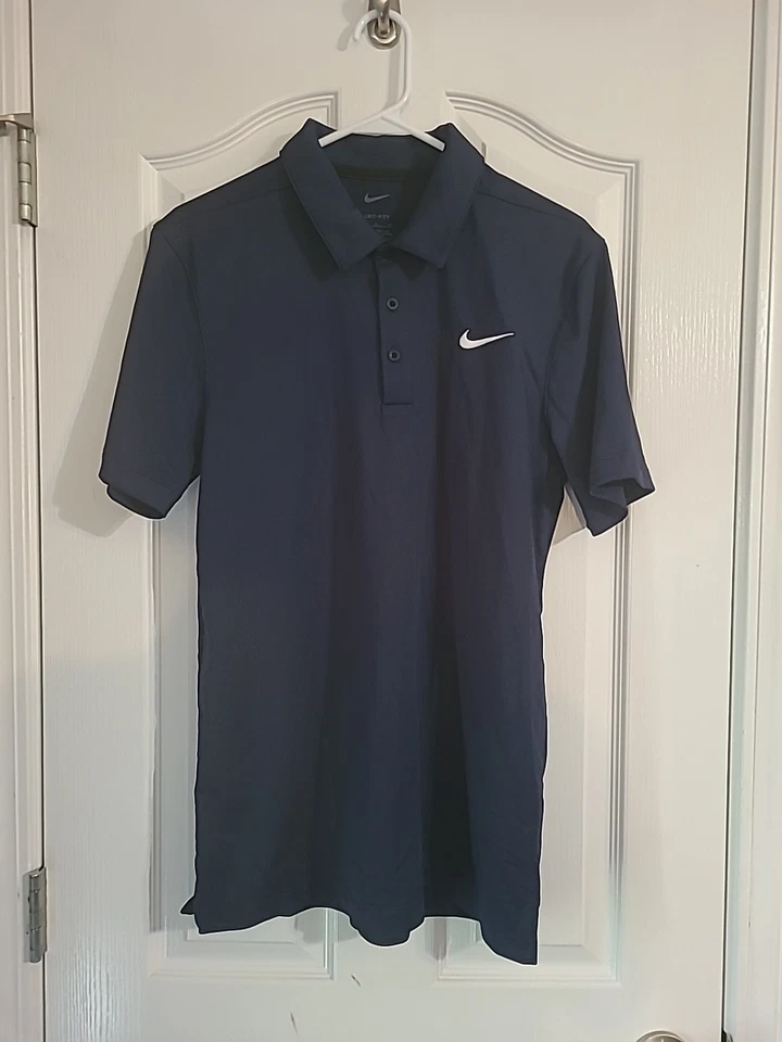 Nike Dri-FIT Men's Size Large Football Blue Polo Athletic Shirt CT4581-419