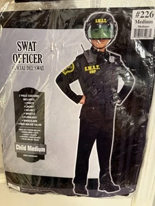 Costume Ufficiale Swat Polizia Halloween Vestito Fantasia Taglia Media Nuovo Cosplay - Foto 1 di 1