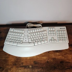 Vintage Microsoft Natural Keyboard Wired Ergonomic White PS2 Model# 58221 - Picture 1 of 20