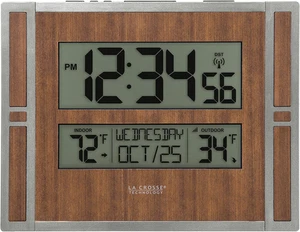 BBB86088 Atomic Digital Wall Clock with Indoor & Outdoor Temperature - Picture 1 of 12
