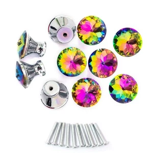 10 Pack Drawer Knobs, 30mm Colorful Crystal Glass Cabinet Dresser Pulls Diamo... - Picture 1 of 7