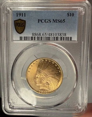 Indian Head Gold Eagle 1911 $10 graduación profesional MS 65 Foto 1 de 4
