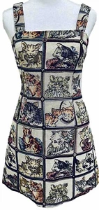 Raro abito da tappeto ricamato gatto gattino midi XS donna gattino miagolio animale - Foto 1 di 11
