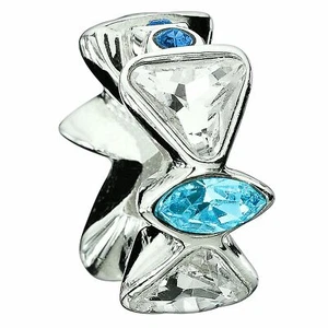 CHAMILIA 925 silver & Swarovski crystal BLUE BOW TIE spacer charm bead 2083-0187 - Bild 1 von 5