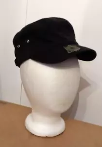 Lids Phoenix Firebird Military Flat Cap Black Cotton size S/M Cadet Hat Y2K VTG - Picture 1 of 6