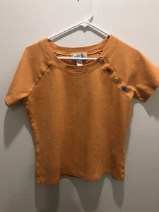 Kurzarm-Shirt Damen Größe Lg Pfirsich mit 4 mehrfarbigen Zierknöpfen - Bild 1 von 4