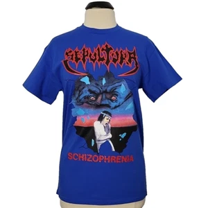 SEPULTURA Schizophrenia S SMALL T-Shirt Blue Mens Band Logo - Picture 1 of 6