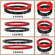 8/10/12/14/16/18/20 AWG Gauge Wire Flexible Silicone Copper BlackRed 5M RC Cable