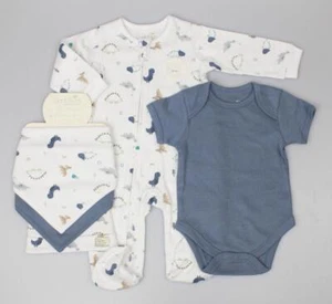 Baby Boys Layette Clothing Gift Set 5 Piece ~ Dinosaur ~ Dusky Blue 0 - 9M ~ abg - Picture 1 of 6