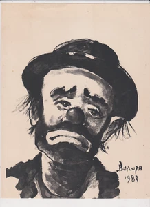 Emmett Kelly Clown Drawing Pete Boruta-(1982) December Times, are Remembered - Picture 1 of 2