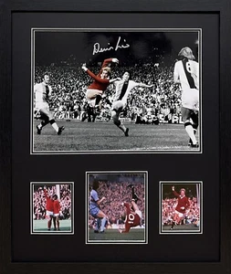 DENIS LAW SIGNED MANCHESTER UNITED FOOTBALL PHOTO OMES WITH PROOF & COA - Picture 1 of 2