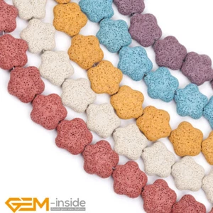 27mm Natural Volcanic Lava Colorful Flower Shape Stone Beads Jewelry Making 15" - Picture 1 of 89