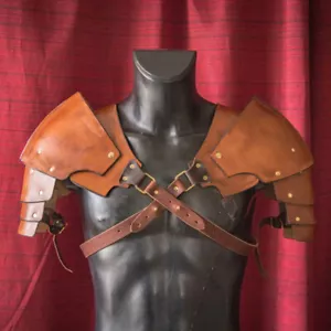 Medieval Vintage Pauldrons Shoulder Armor Cosplay Costume Party Faux Leather NEW - Picture 1 of 15