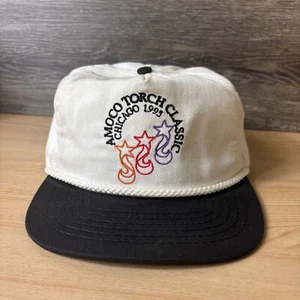 Vintage Amoco Torch Classic Hat Cap Snap Back White Chicago 1995 USA Made - Picture 1 of 10