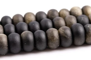 Natural Matte Golden Obsidian Beads Grade A Rondelle Loose Beads 6x4MM 8x5MM - Picture 1 of 8
