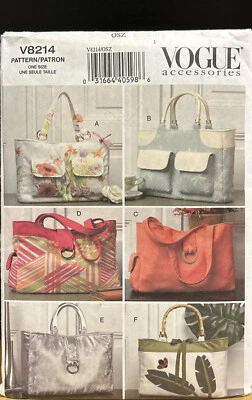 Vogue accessories V8214 Bag one size sewing pattern - Image 1 of 2