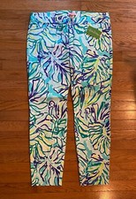 NWT Lilly Pulitzer Ladies Size 14 Kelly Skinny Ankle Pant POOL BLUE STAY COOL