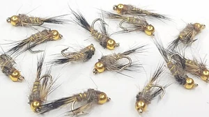 Goldhead Hare's Ear Nymph 10,12,14,16,18 & 12 BARBLESS Trout Fly Fishing Flies - Picture 1 of 1